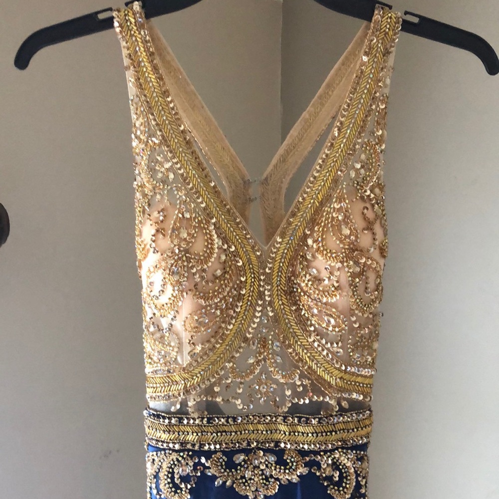 Elegant Gold Beaded Prom Dress